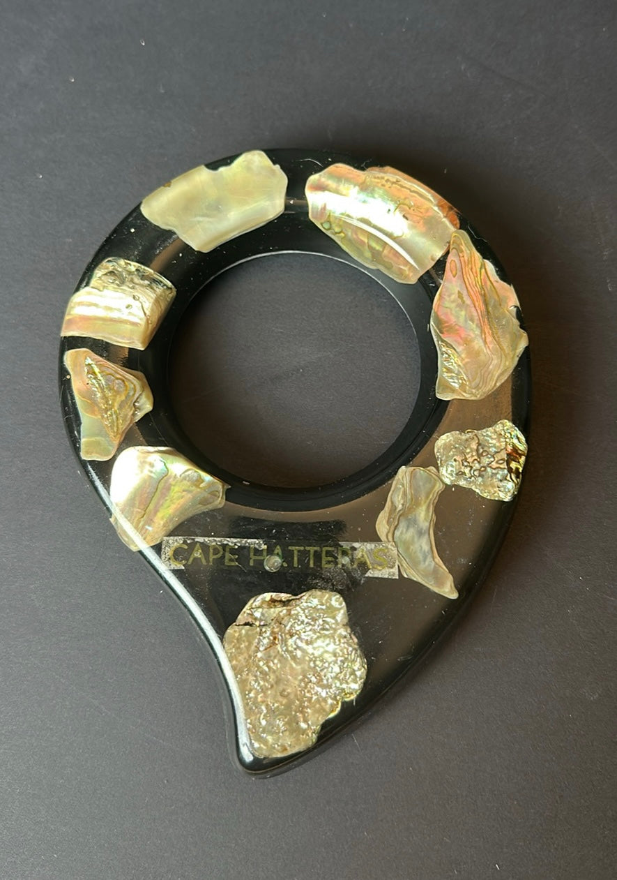 Vintage 60s Lucite + Abalone Ashtray & Trivet